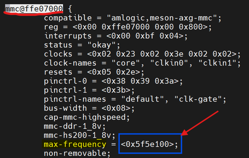 修改 eMMC 控制器频率