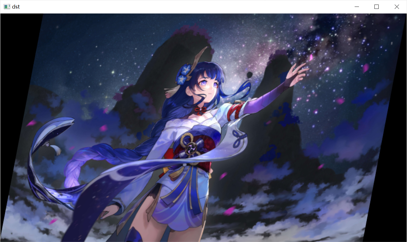 图像仿射实现倾斜效果