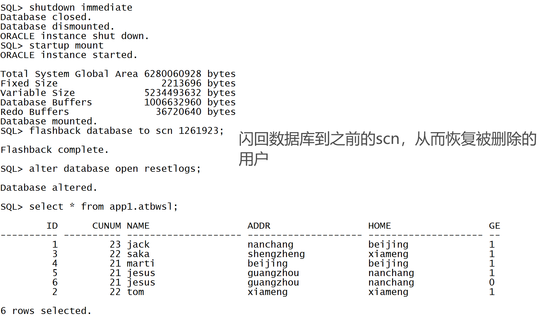 成为MySQL DBA后，再看ORACLE数据库（十一、闪回技术）