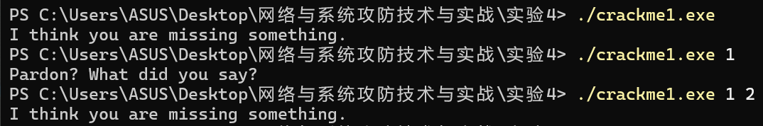 执行crackme1可执行文件