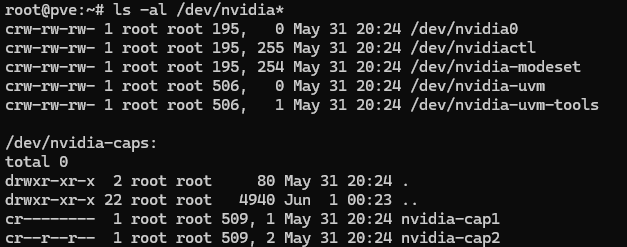 ls -al /dev/nvidia*