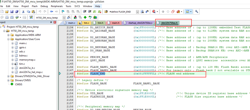 关于STM32H750打破flash--2M限制的简单办法