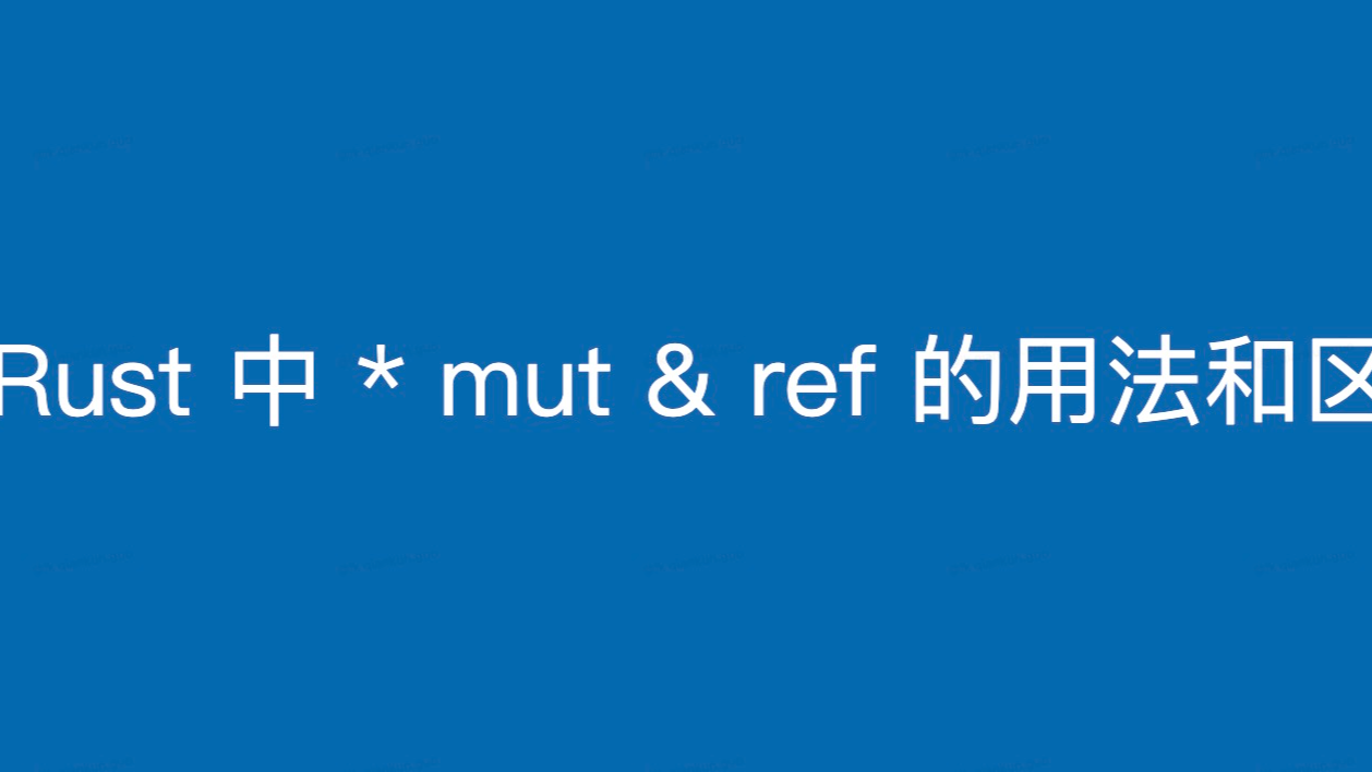 Rust 中 *、&amp;、mut、&amp;mut、ref、ref mut 的用法和区别