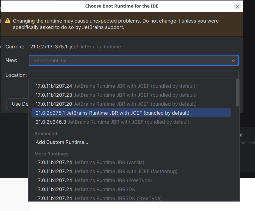 Jetbrains IDE (IntelliJ) 启用原生Wayland支持