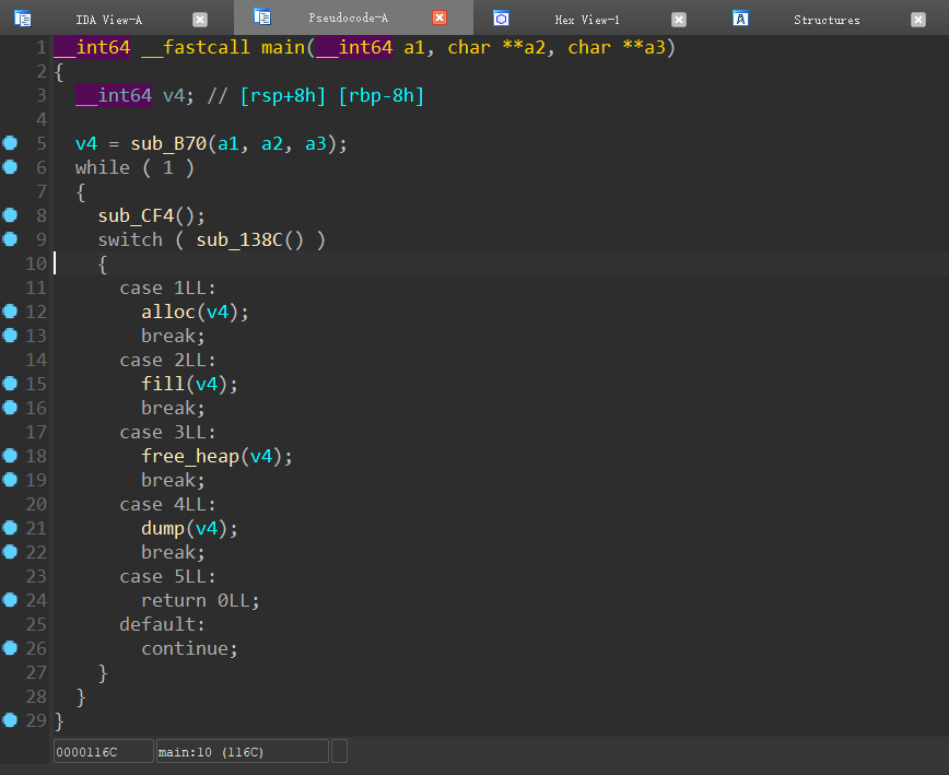 0ctf-babyheap-01 IDA截图