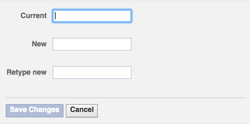 Internal reset screens should require the old password to be re-entered