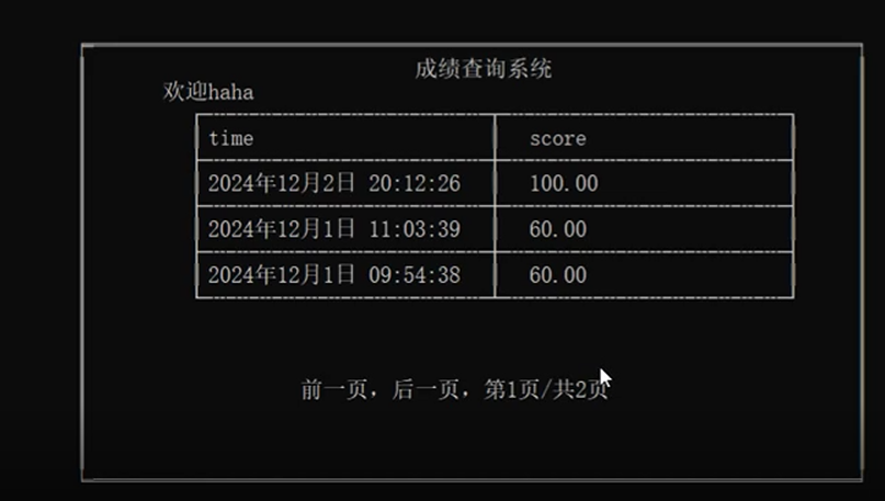 表格1-学生成绩查询表