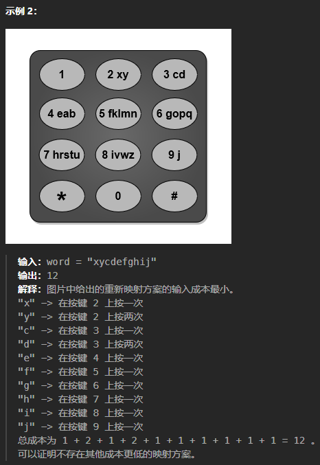 LeetCode 3014[輸入單詞需要的最少按鍵次數I]