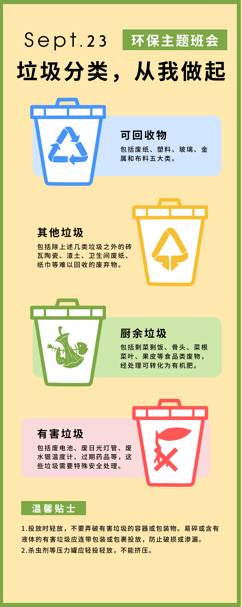 白绿色垃圾分类环保简洁世界环境日节日宣传中文信息图表