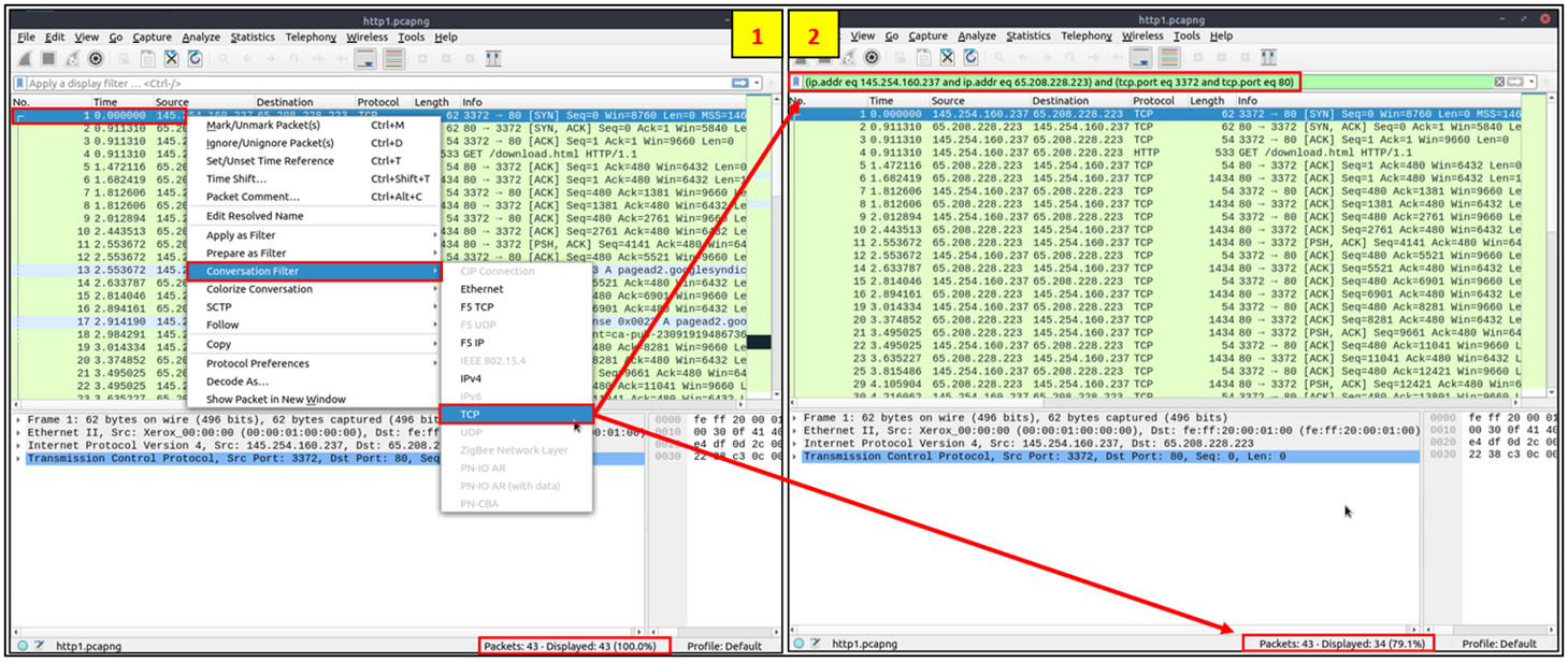 Wireshark - conversation filter