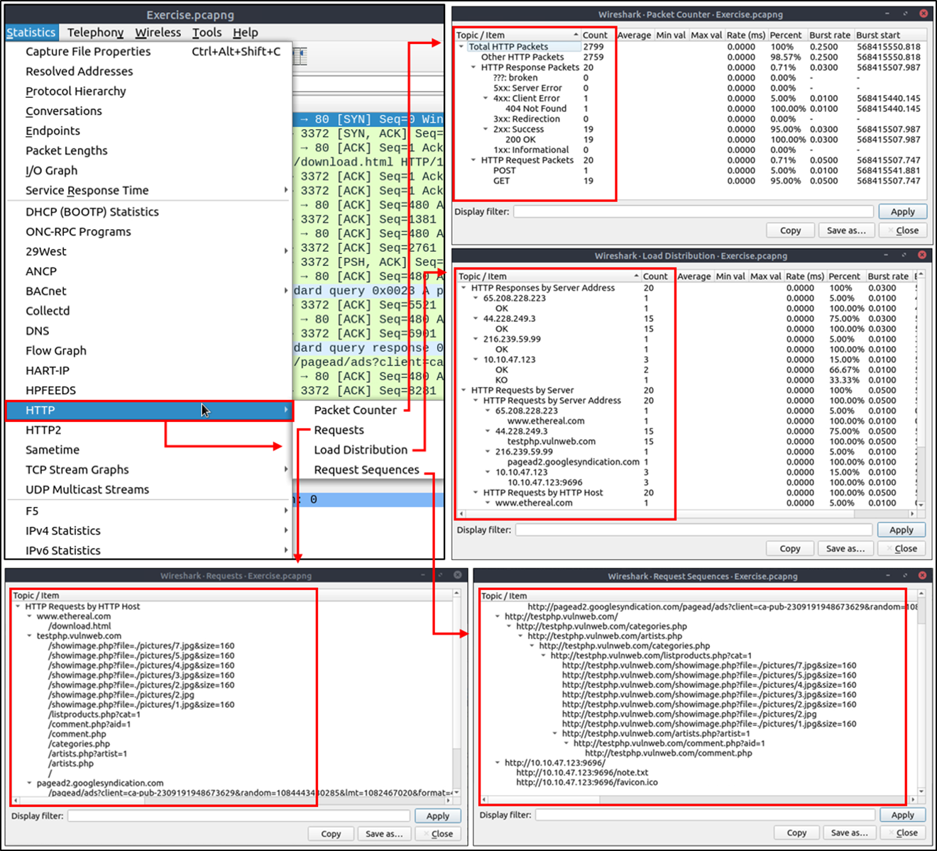 Wireshark - http statistics