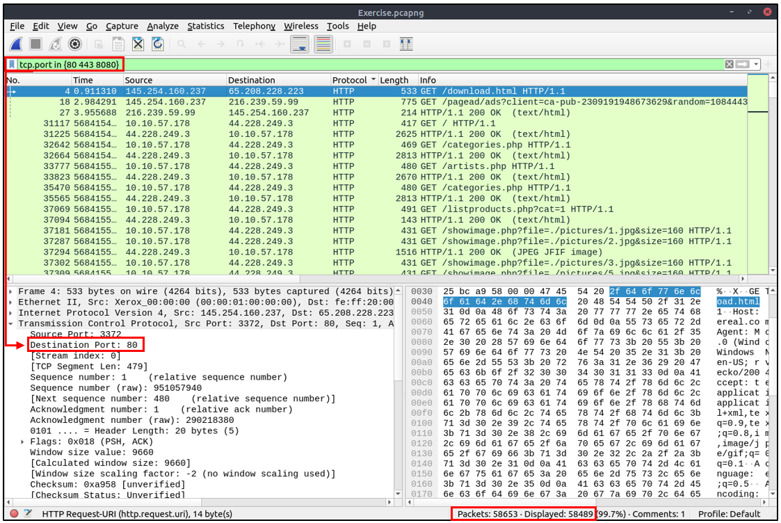Wireshark - in operator