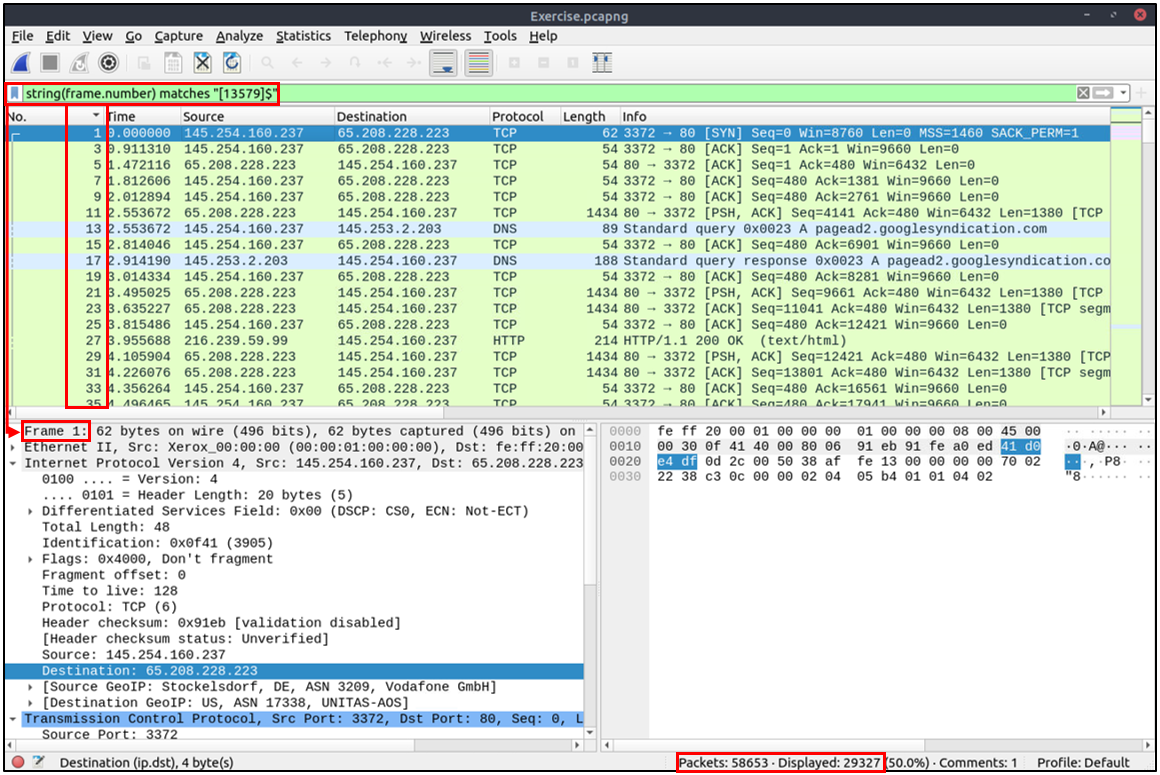 Wireshark - string operator