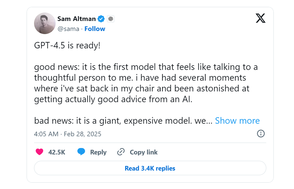 GPT 4.5 可能是戳破 AI 泡沫的模型