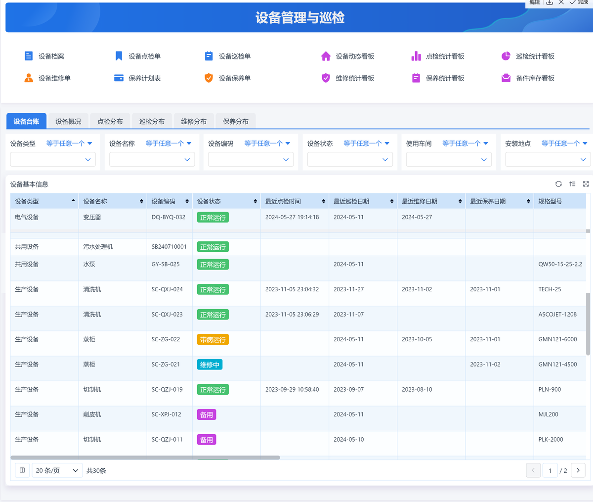 设备管理系统功能拆解——设备档案管理