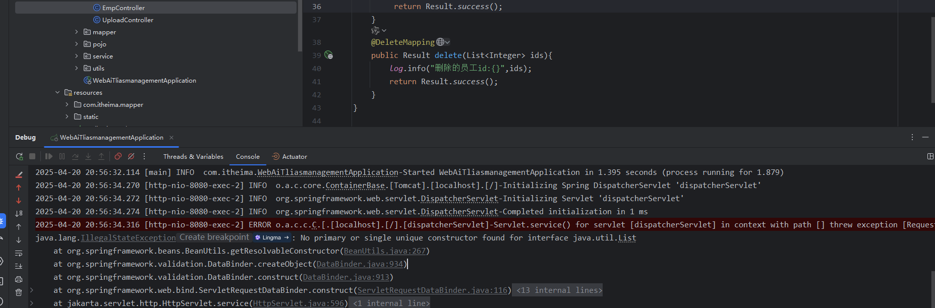 Bug-No primary or single unique constructor found for interface java ...