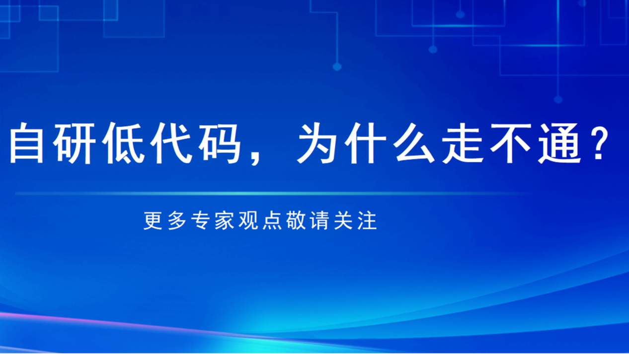 企业自研低代码，为什么常常走不通？