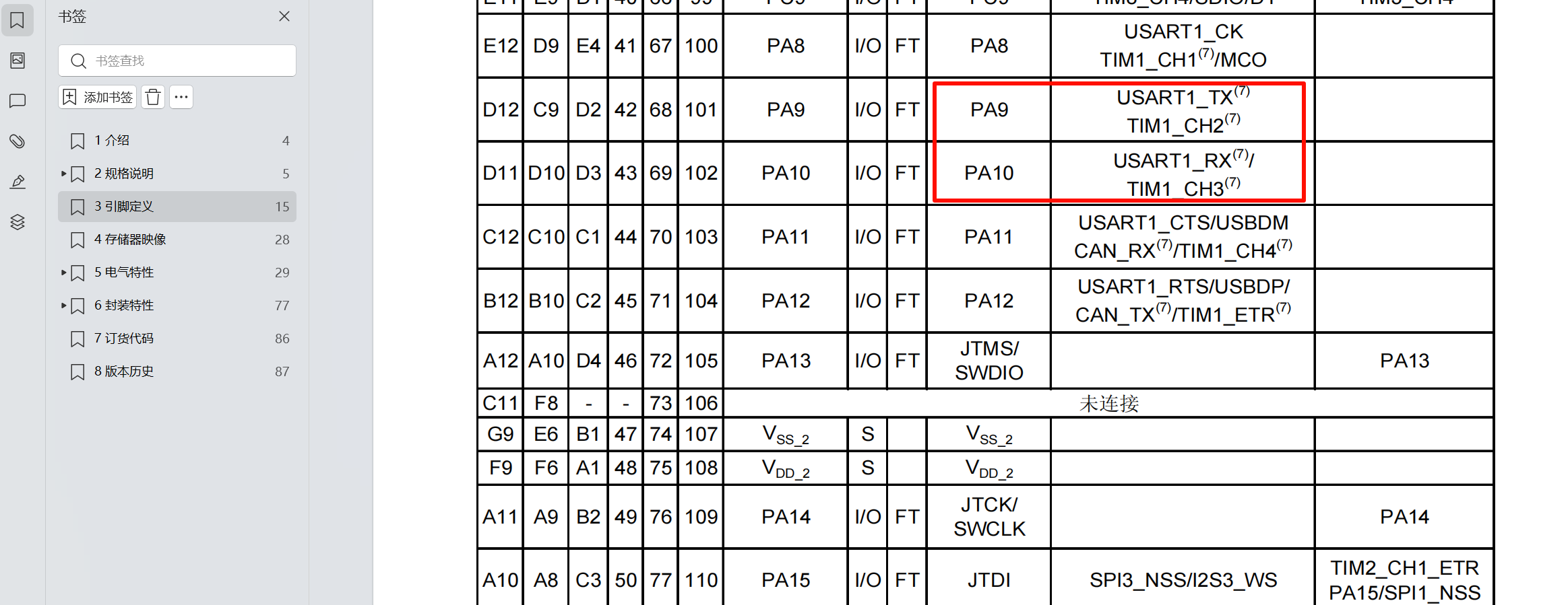 数据手册引脚定义
