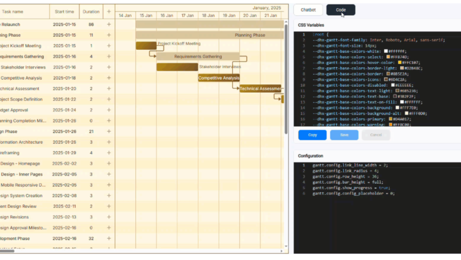 全新AI增强Demo发布：DHTMLX Gantt与Diagram如何通过LLM更智能地构建项目与组织结构