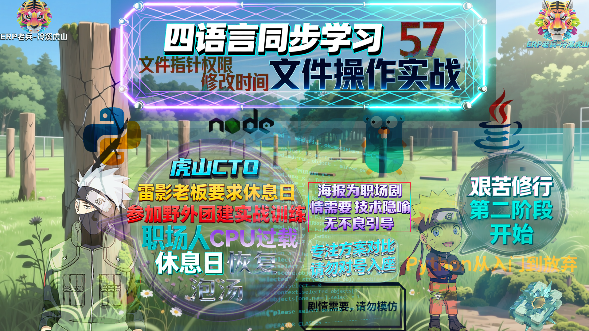 Python/JS/Go/Java同步学习(第五十七篇)四语言“文件指针权限修改时间“对照表: 雷影“老板“要求员工休息日野外实战训练团建风暴（附源码/截图/参数表/避坑指南）