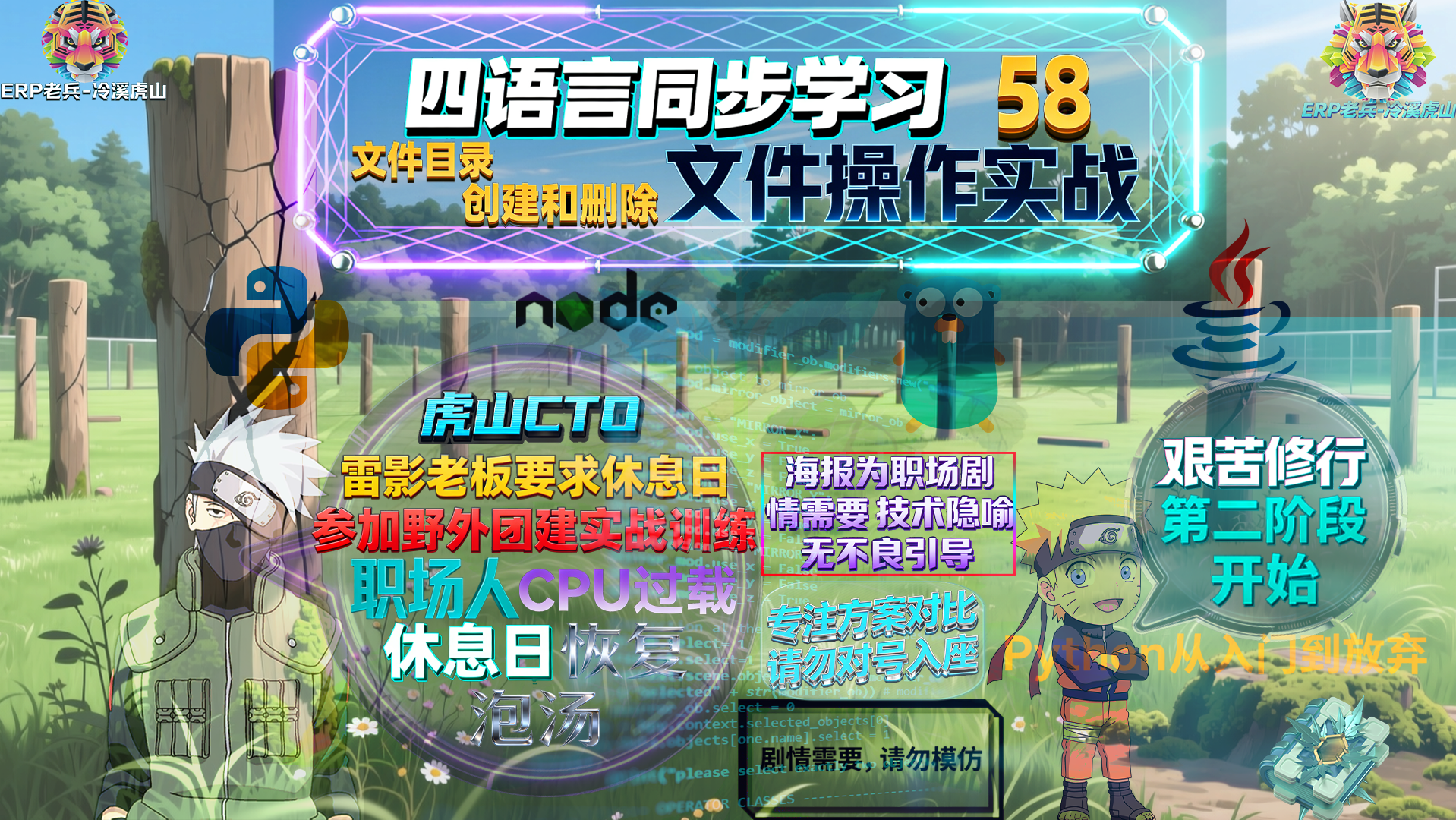 Python/JS/Go/Java同步学习(第五十八篇)四语言“文件目录创建和删除“对照表: 雷影“老板“要求员工休息日野外实战训练团建风暴（附源码/截图/参数表/避坑指南）