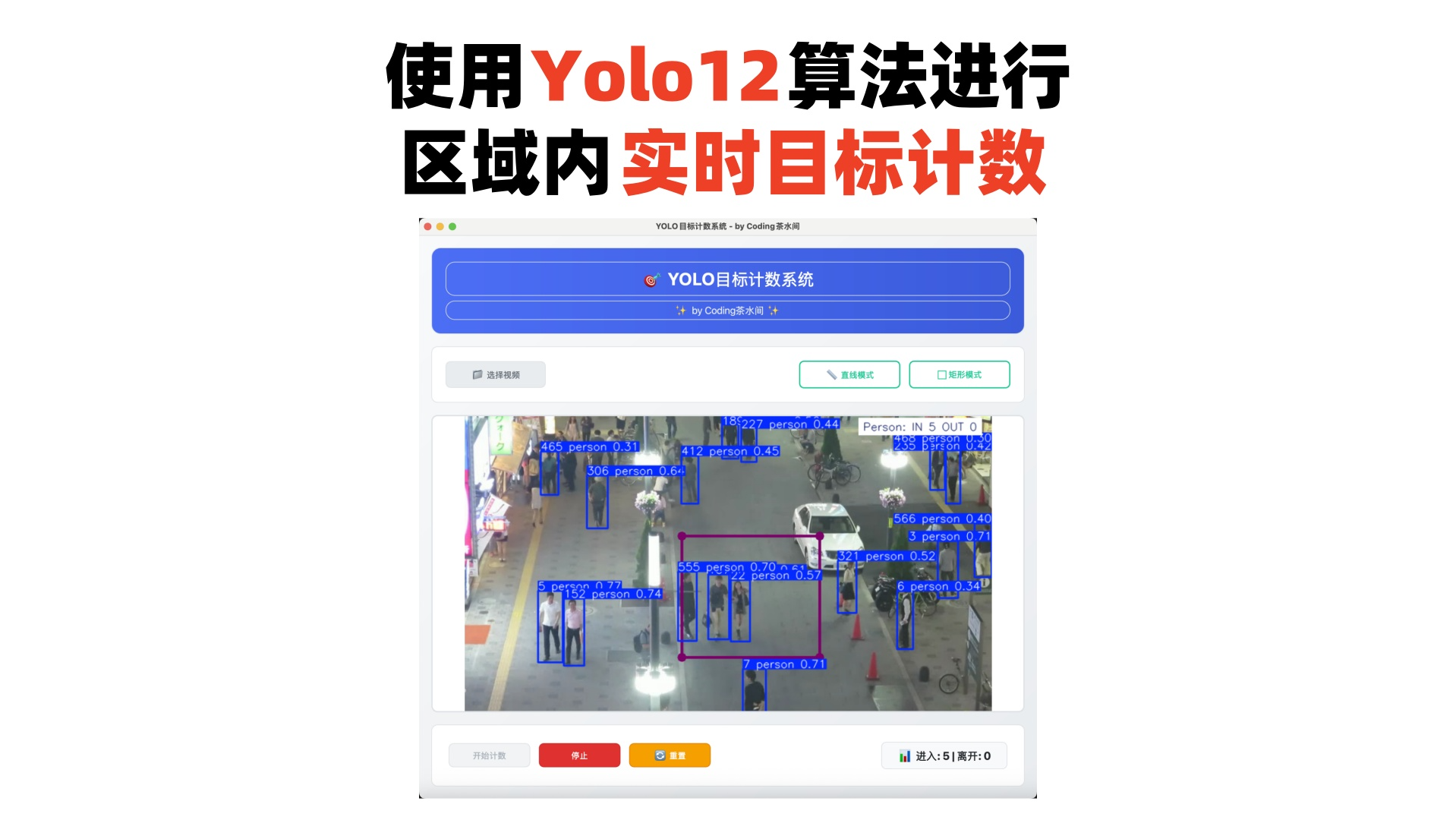 使用Yolo12算法进行区域内实时目标计数