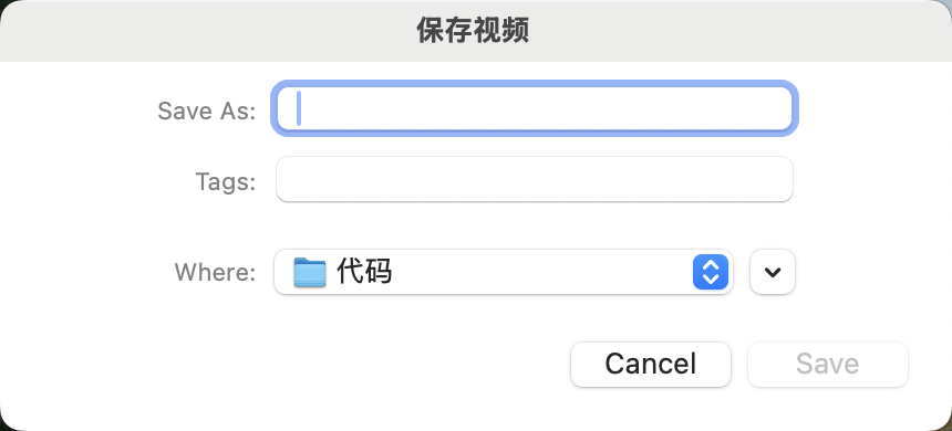 保存视频对话框
