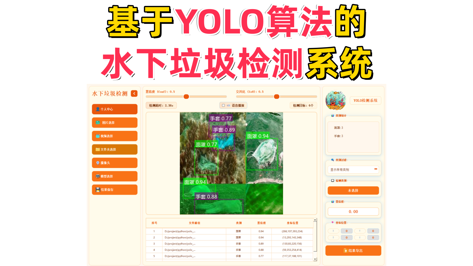 基于深度学习的水下垃圾检测系统演示与介绍(YOLOv12/v11/v8/v5模型+Pyqt5界面+训练代码+数据集)