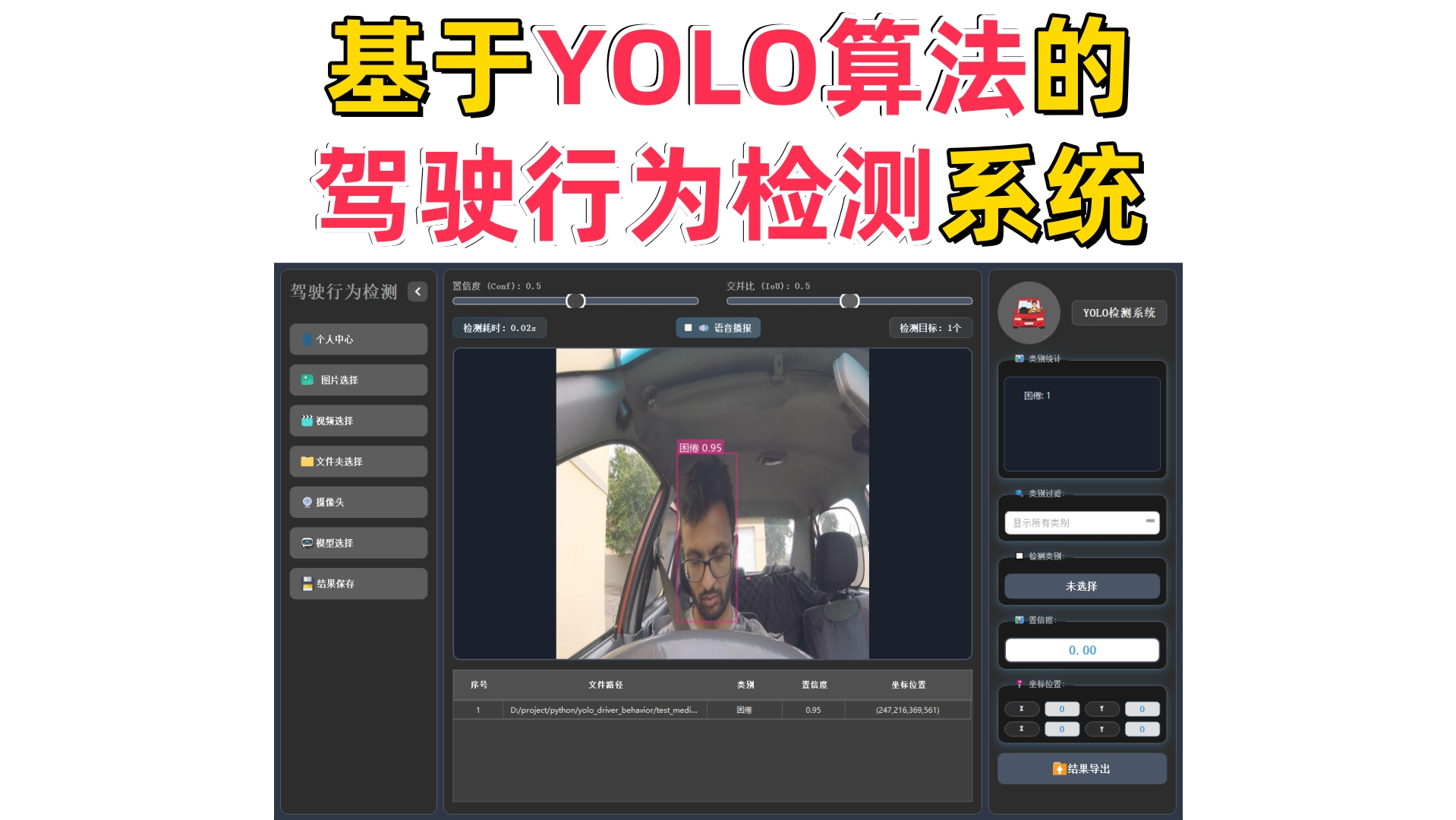 基于深度学习的驾驶行为检测系统演示与介绍(YOLOv12/v11/v8/v5模型+Pyqt5界面+训练代码+数据集)