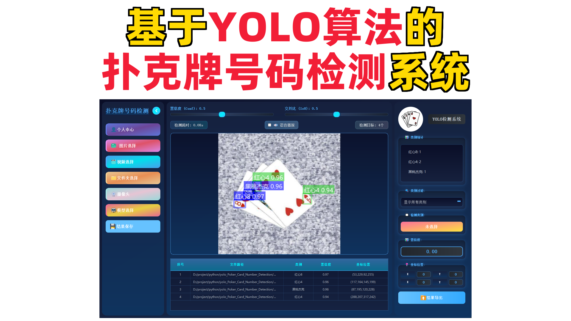 基于深度学习的扑克牌号码检测系统演示与介绍(YOLOv12/v11/v8/v5模型+Pyqt5界面+训练代码+数据集)