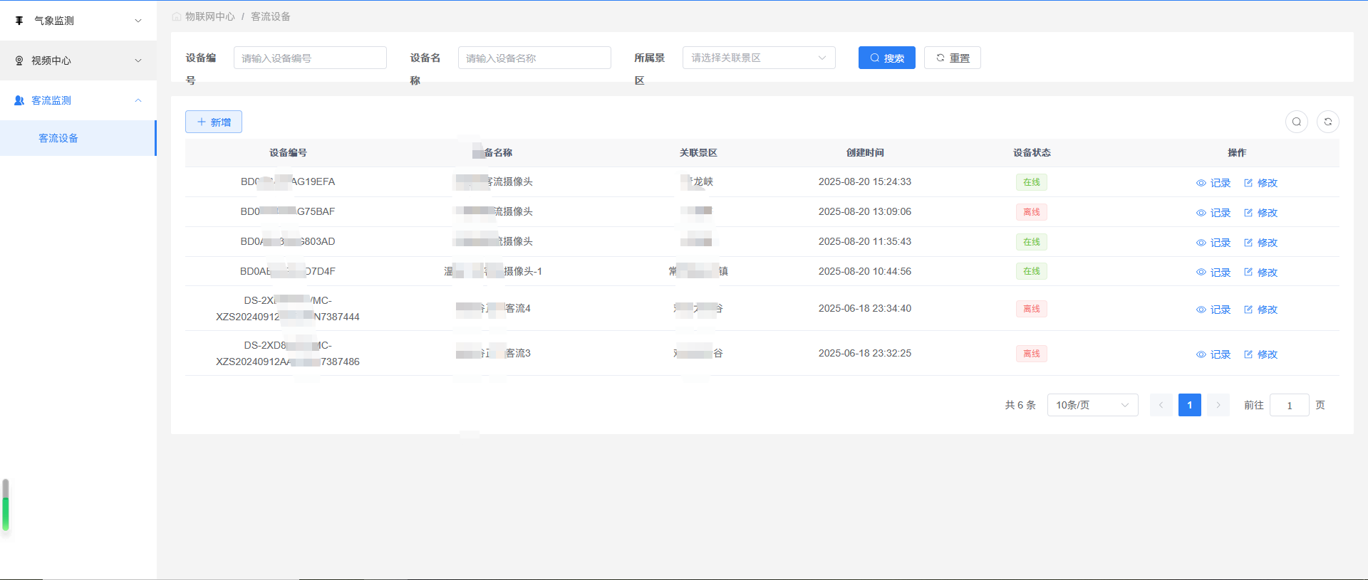 客流监测设备管理
