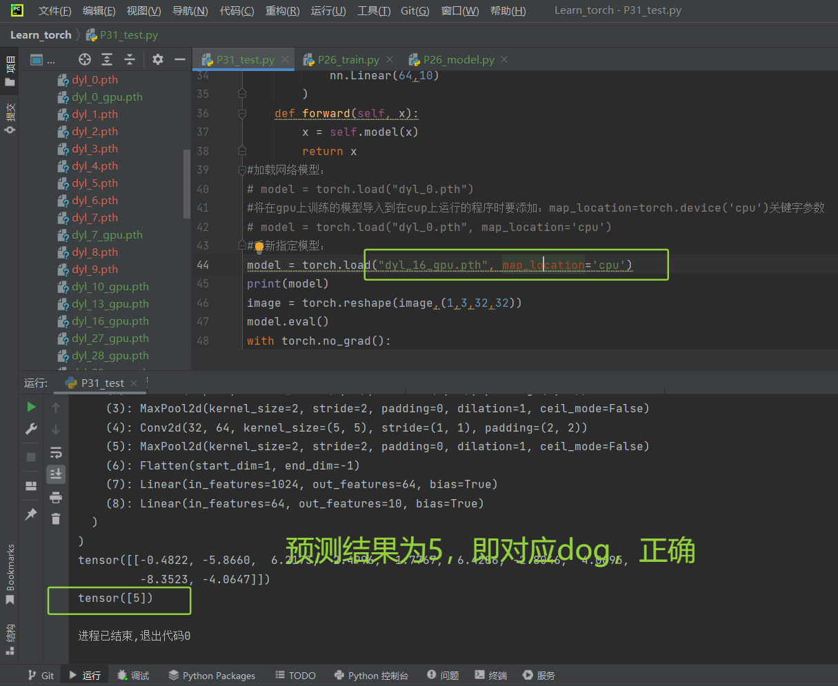 P31_预测结果为5，即对应dog，正确