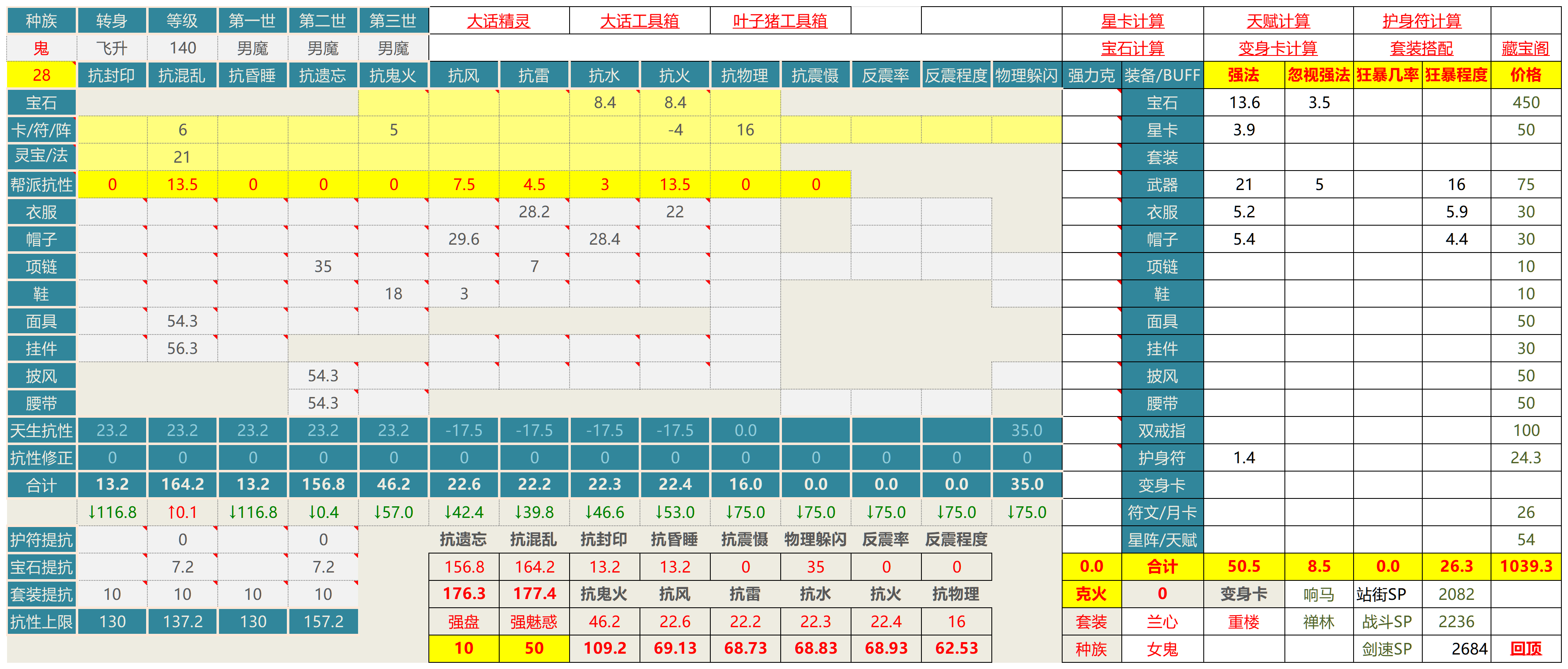 大话2人物属性计算器_魅惑兰心女鬼