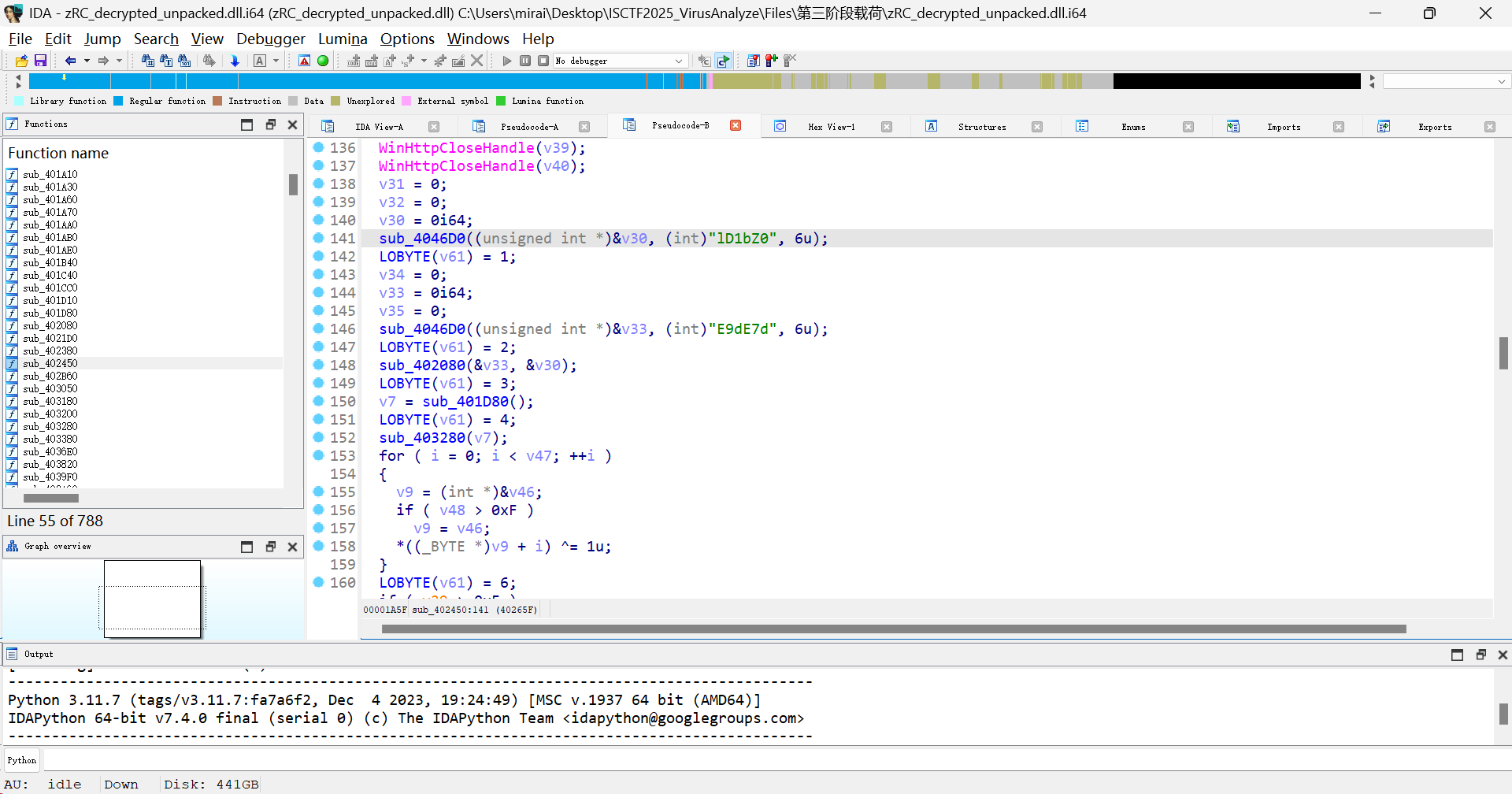 病毒分析 第三阶段载荷按关键标记解密