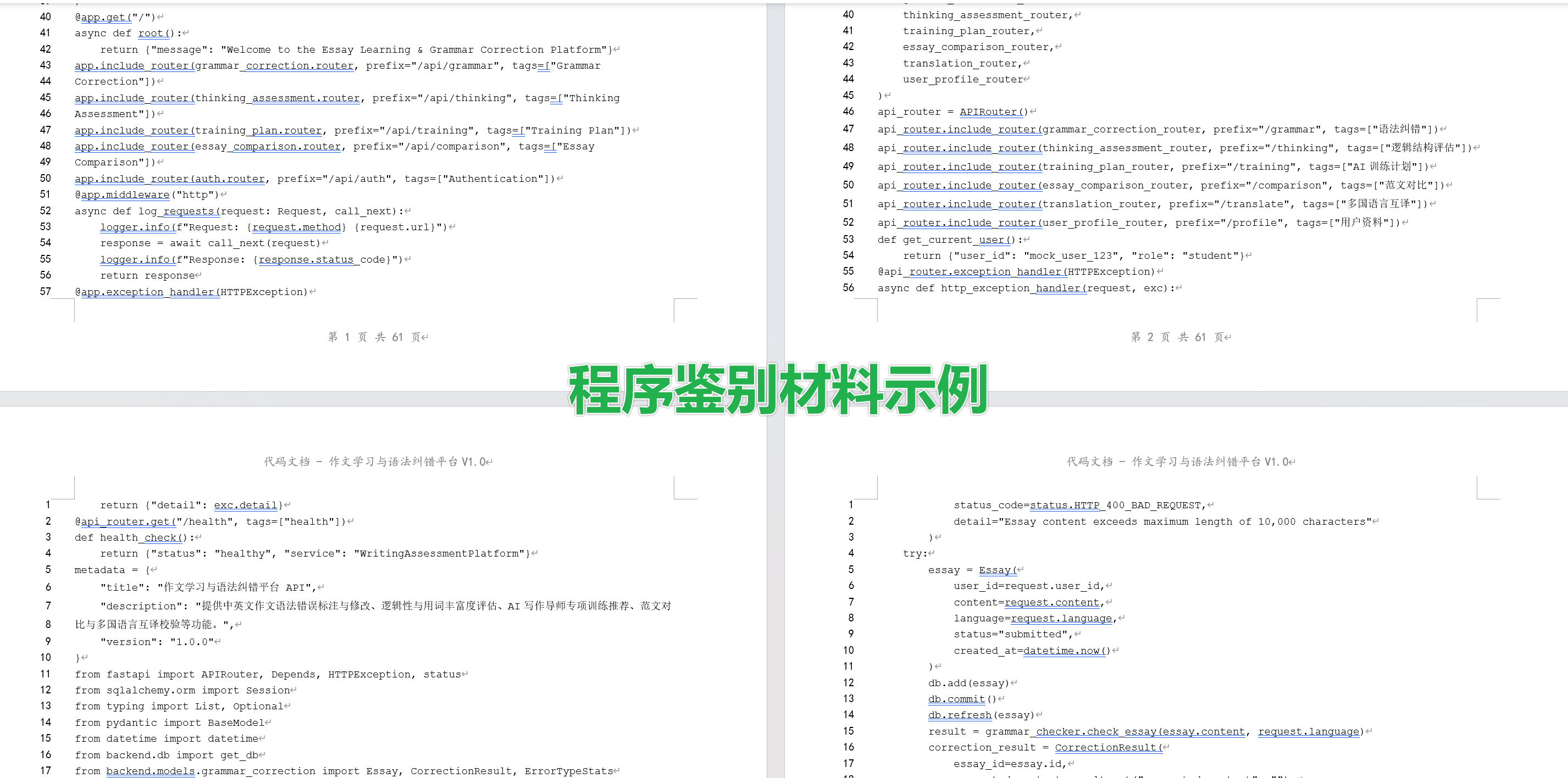 程序鉴别材料示例