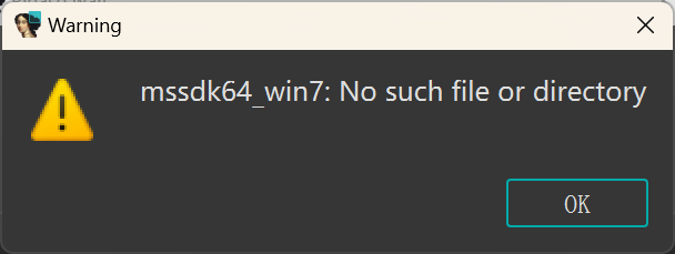 解决IDA Pro Warning：mssdk64_win7: No such file or directory