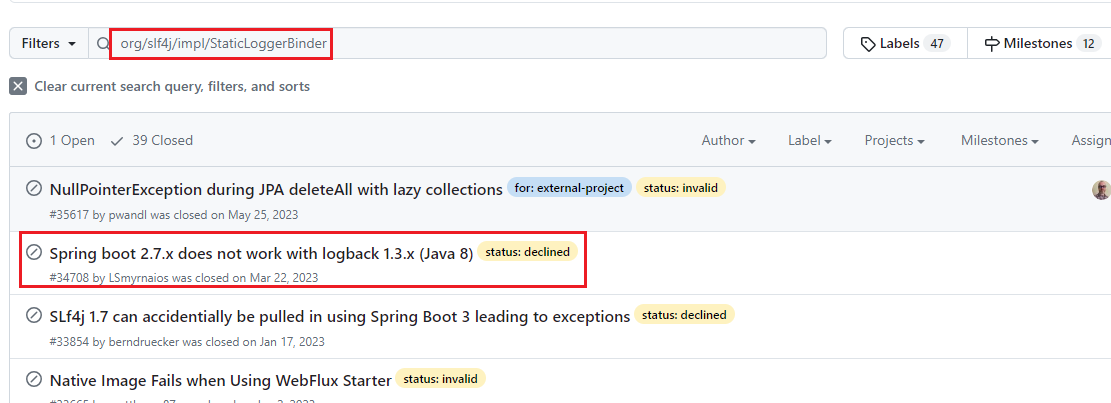 springboot2.7.x不支持logback1.3.x