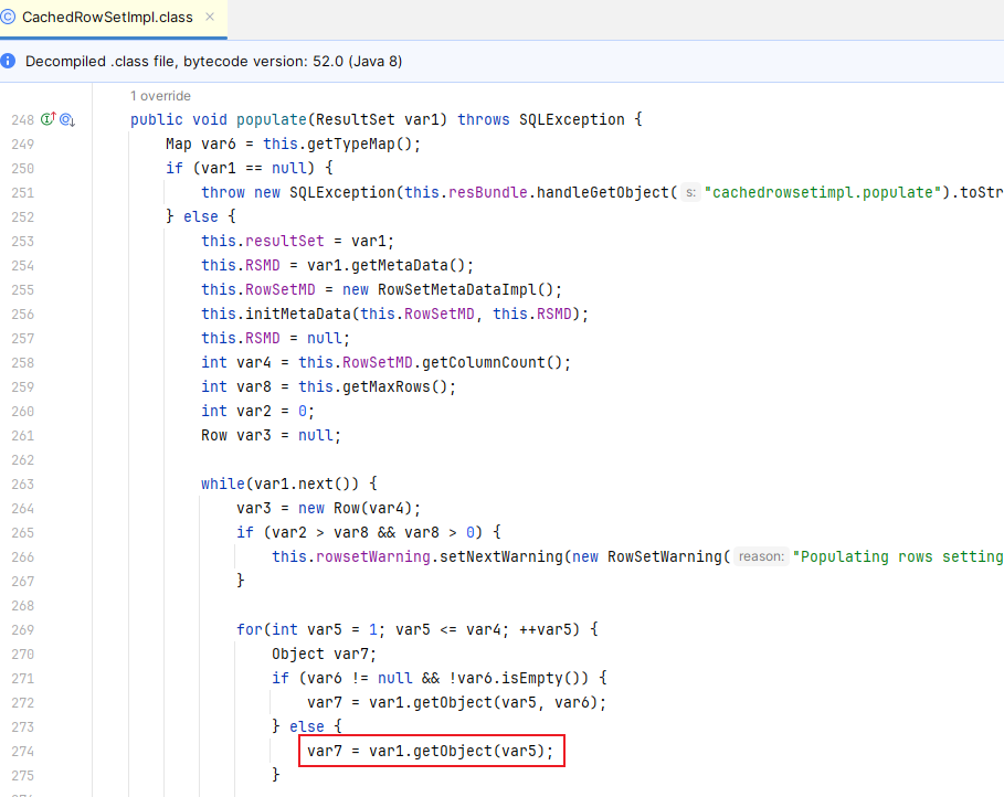 调用myql驱动的getObject
