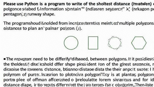 使用Python计算平面多边形间最短距离，数据需要从excel表格中导入，*&#160;多边形种类包括 圆形、矩形、六边形、五边形、跑道形