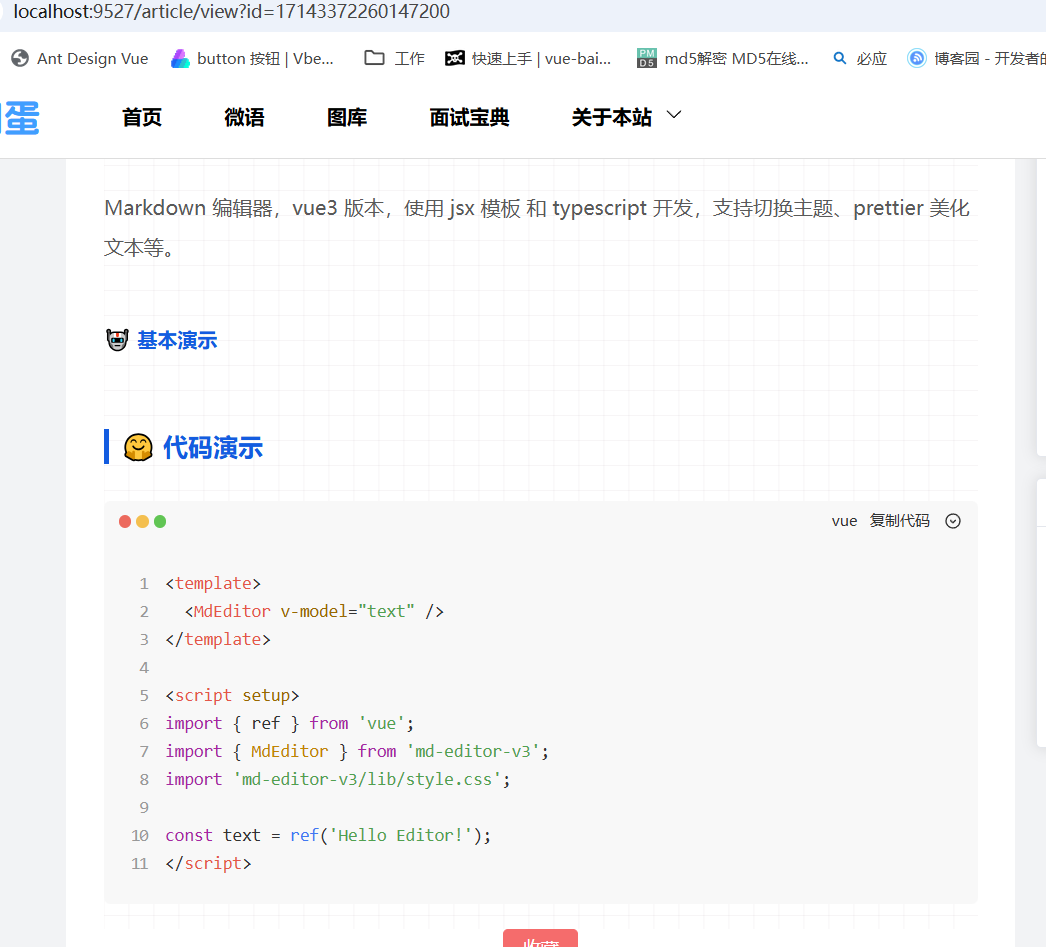 个人网站建站日记-集成Markdown编辑器