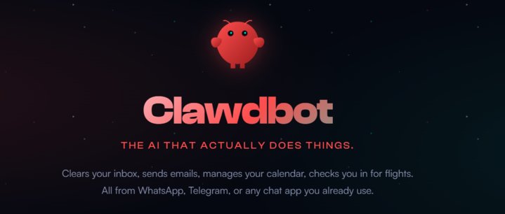 截图来自 Clawdbot 主页，目前已改名为 Moltbot